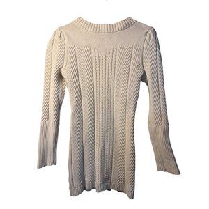 Mable Womens Small Ribbed Sweater Beige Neutral Knit Long Sleeve Crewneck Casual